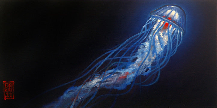 Blue Jelly, Red Heart Giclee print - Redeye Laboratories
