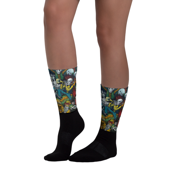 Dia De Los Muertos Black foot socks Socks - Redeye Laboratories