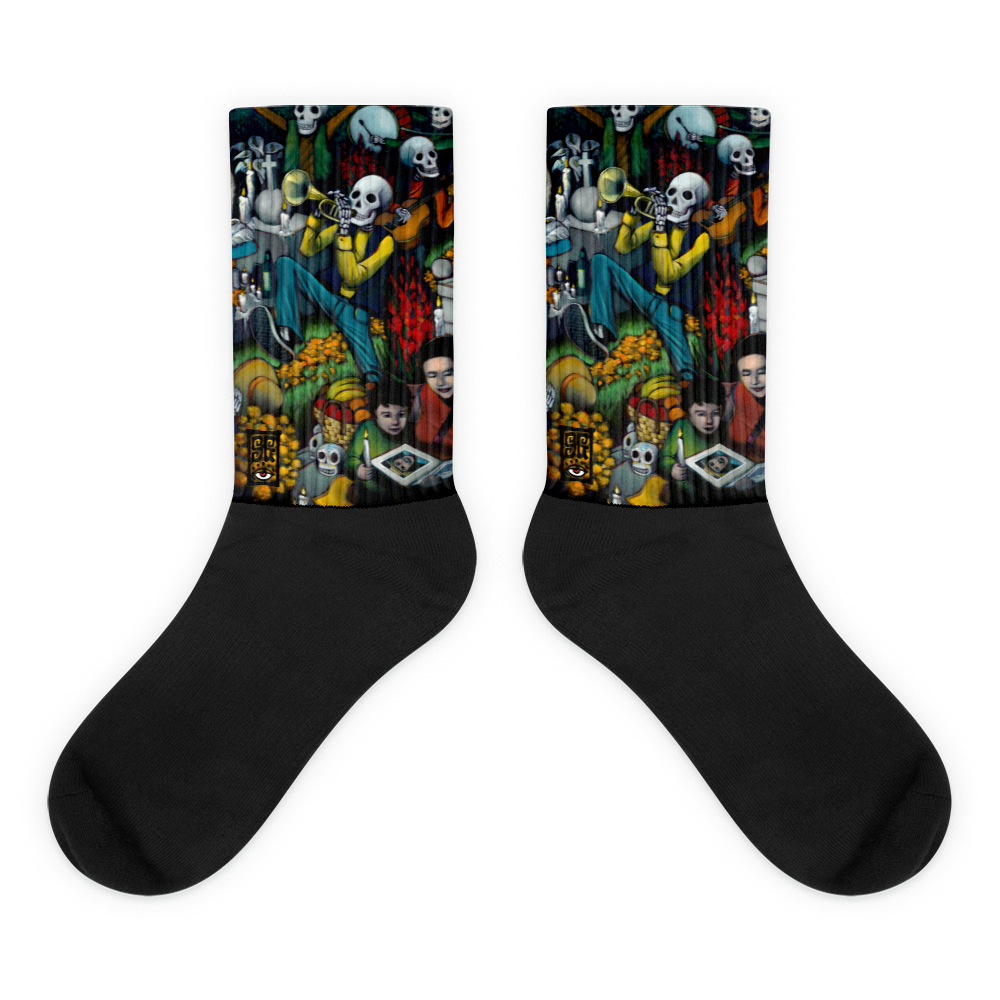 Dia De Los Muertos Black foot socks Socks - Redeye Laboratories