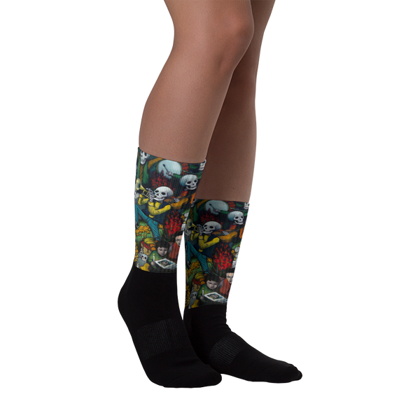 Dia De Los Muertos Black foot socks Socks - Redeye Laboratories