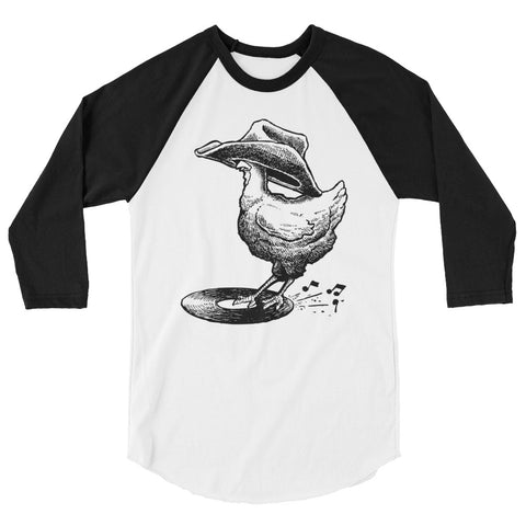 The Chicken Scratch Show KHUM - Black and White 3/4 sleeve raglan shirt T-shirts - Redeye Laboratories